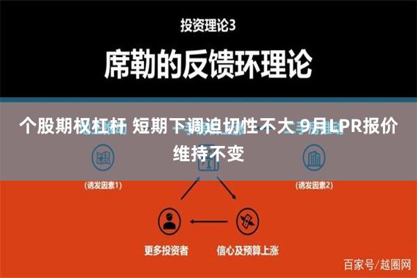 个股期权杠杆 短期下调迫切性不大 9月LPR报价维持不变