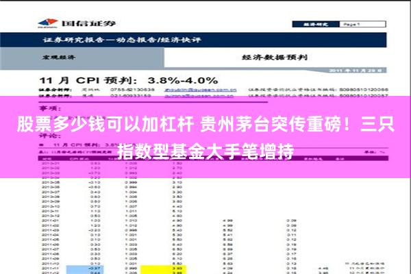 股票多少钱可以加杠杆 贵州茅台突传重磅！三只指数型基金大手笔增持